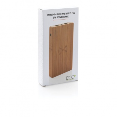 Logotrade mainoslahja tuotekuva: Bamboo 4000 mAh:n langaton 5W varavirtalähde